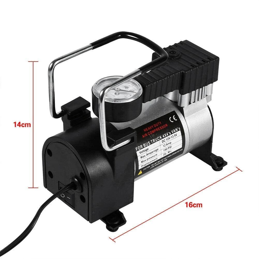 Home 32 QUXIS Heavy Duty Metal Electric Car Air Compressor Pump Portable Tyre Inflator Pump for Car, Trucks, Bus, Auto & Van Single Cylinder High Pressure Heavy Duty Air Compressor 150 PSI Air Compressor Pump
