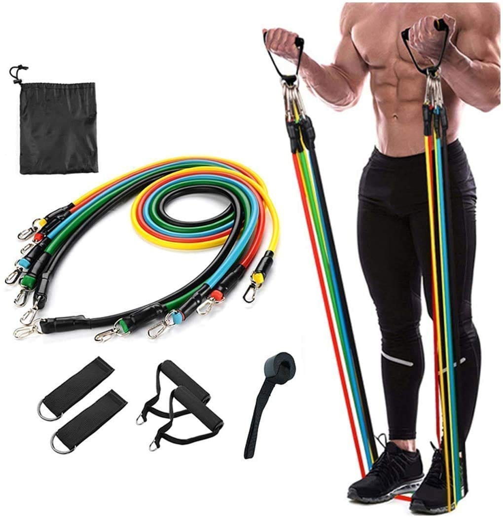 Home 38 QUXIS Resistance Exercise Bands with Door Anchor, Handles, Waterproof Carry Bag, Legs Ankle Straps for Resistance Training, Physical Therapy, Home Workouts, Resistance Band.,Rubber