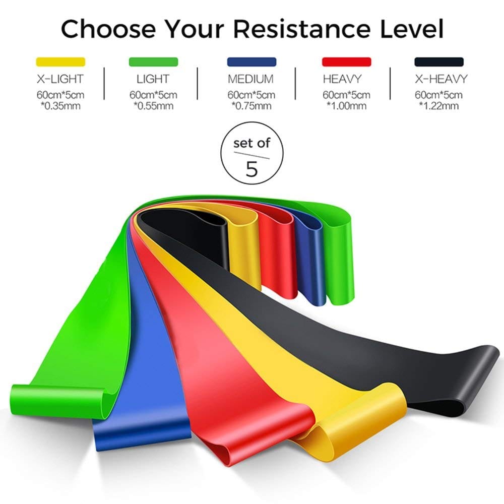 Home 36 QUXIS Resistance Bands Set for Men and Women, Pack of 5 Different Levels Elastic Band for Home Gym Long Exercise Workout – Great Fitness Equipment for Training, Yoga – Free Carrying Bag